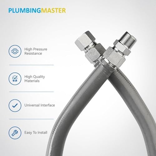 PLUMBINGMASTER 24 34MIP x 34FIP Gas Connector Hose Supply1ODGray PVC Coated Gas LineFull Flow Gas Hose for Indoor and Outdoor - Image 3