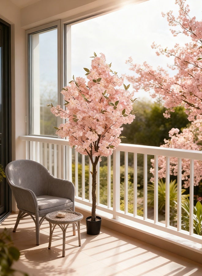 Sharpdo 180cm High-Fidelity Simulation Cherry Blossom Tree – Realistic Pink Cherry Blossom Decorative Plant, Suitable For Garden And Horticultural Decorations, Ideal For Home, Office, And Wedding Décor. - Image 4