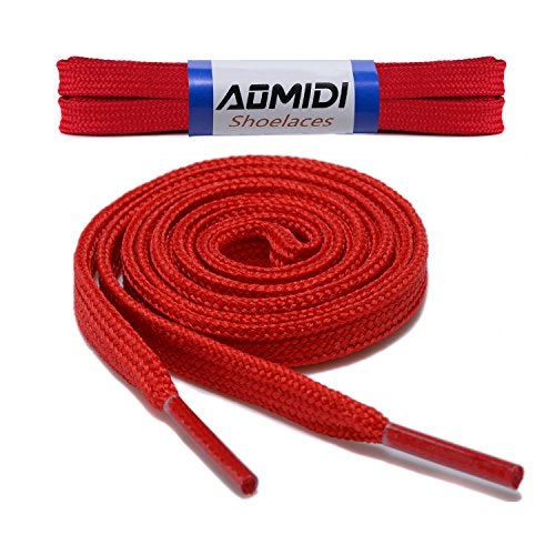 AOMIDI Flat Shoelaces Wide Shoes Lace 2 Pairs Wide Shoelaces Hollow Thick Flat Shoe Laces for Sneakers and Shoes (54" inches (137 cm), Red) - Image 1