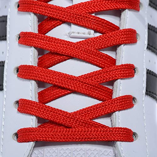 AOMIDI Flat Shoelaces Wide Shoes Lace 2 Pairs Wide Shoelaces Hollow Thick Flat Shoe Laces for Sneakers and Shoes (54" inches (137 cm), Red) - Image 2