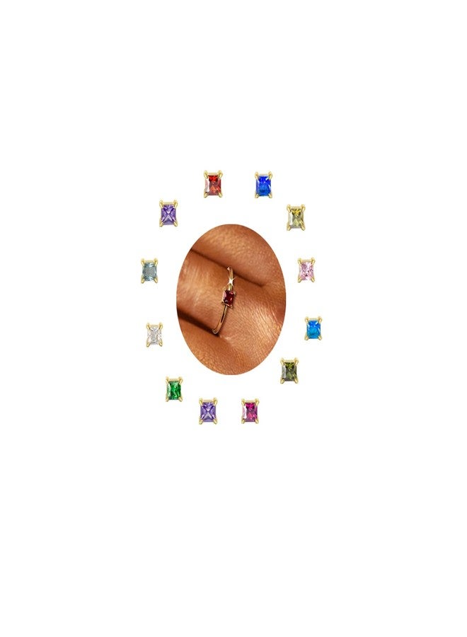 CANDYFANCY Birthstone Rings for Women Stackable Ring Dainty Gold Plated Square CZ February crystal purple Amethyst Gemstone Ring for Mom wife Jewelry Gift for Birthday Anniversary Jewelry size 6 - Image 1