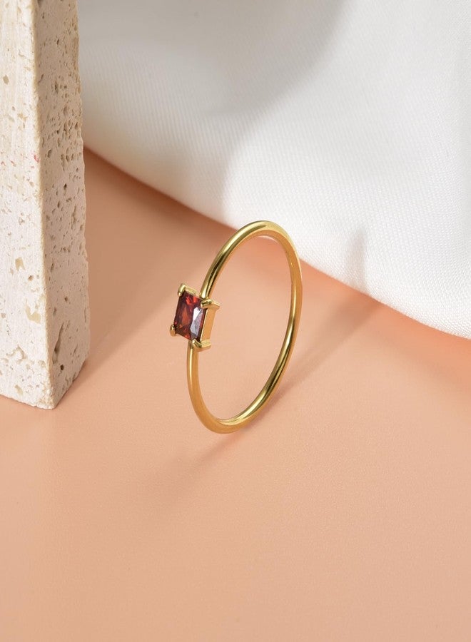 CANDYFANCY Birthstone Rings for Women Stackable Ring Dainty Gold Plated Square CZ February crystal purple Amethyst Gemstone Ring for Mom wife Jewelry Gift for Birthday Anniversary Jewelry size 6 - Image 3