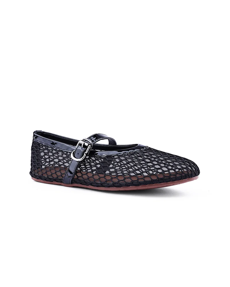 كابلي Womens open weave mesh pattered ballerinas