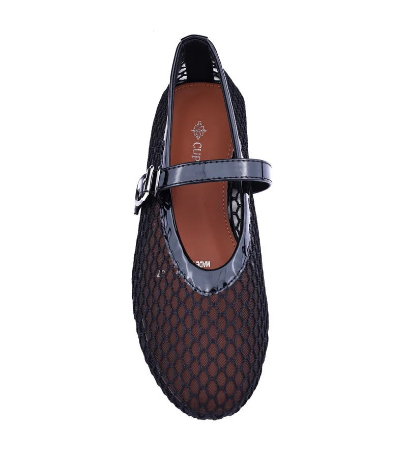 كابلي Womens open weave mesh pattered ballerinas