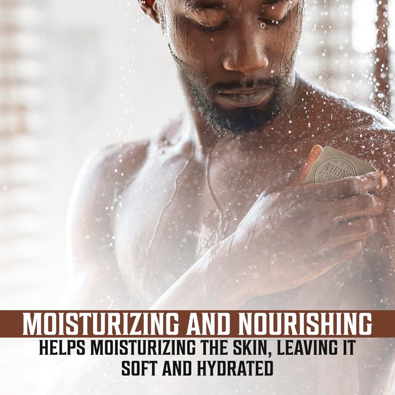 Viking Revolution Sandalwood Natural Soap for Men - Mens Soap Bar with Essential Oils Cold Pressed Bar Soap for Men - Nourishing Mens Bar Soap with Coconut Oil, Shea Oil, Almond Oil (2 Pack) - Image 4