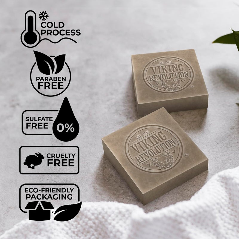 Viking Revolution Sandalwood Natural Soap for Men - Mens Soap Bar with Essential Oils Cold Pressed Bar Soap for Men - Nourishing Mens Bar Soap with Coconut Oil, Shea Oil, Almond Oil (2 Pack) - Image 3