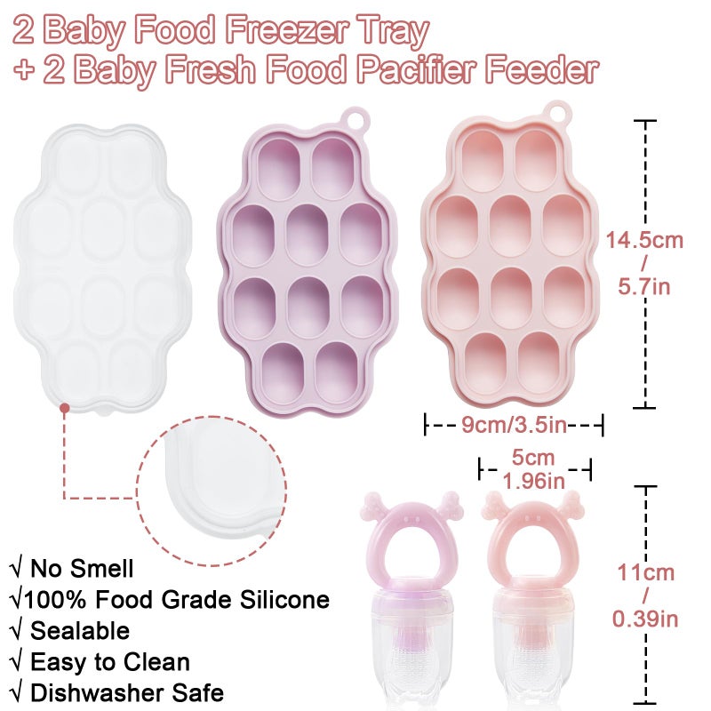 KingKam Baby Breastmilk Popsicle Molds & Baby Fruit Feeder (2 Pack), Baby Food Freezer Tray Storage Containers, Silicone Pacifier Feeder and Teether - Image 5