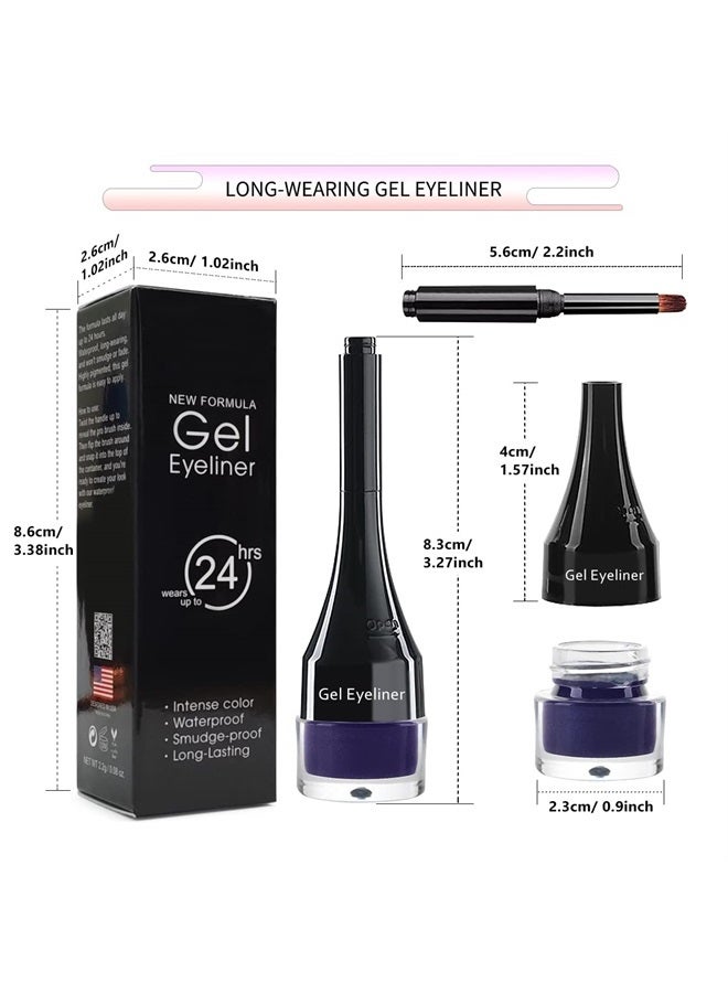LSxia 2-in-1 Gel Eyeliner Set, Tattoo Eyeliner Waterproof Smudge Proof Eyeliner Gel Eye-liner Pot Cream Eyeliner Tool with Gel Liner Brush, High Pigment Eye Makeup Gel Eye-liners for Women (Purple) - Image 1