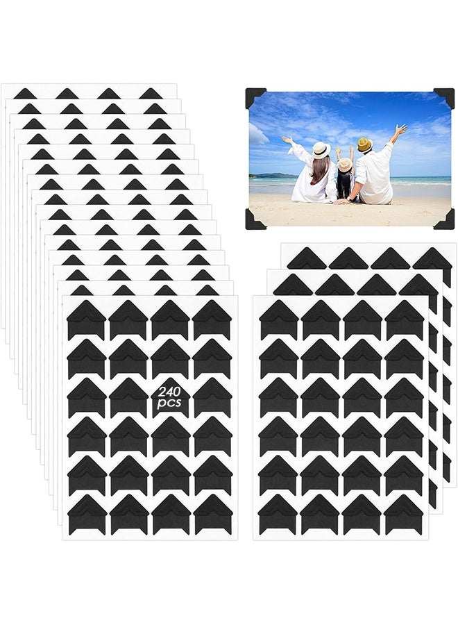 240 Pcs Photo Corners Self Adhesive, Acid Free Picture Corners for Scrapbooking, Photo Corners for DIY Scrapbooking, Photo Album, Memory Books, Diary (Black) - Image 1