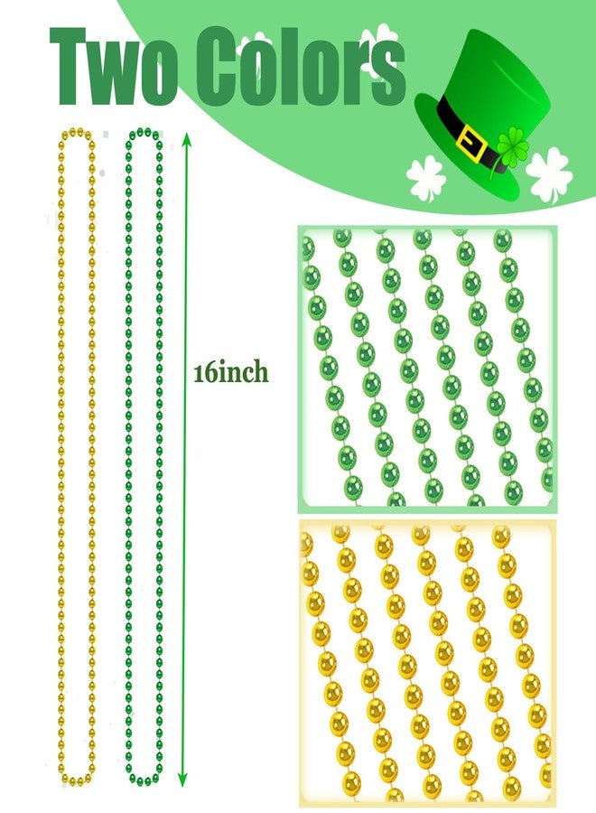 Groumh 100 PCS St. Patricks Day Necklaces, Green Gold Mardi Gras Christmas Bead Necklaces, 31.5" St. Patrick's Day Green Beads St. Patricks Day Accessories for Mardi Gras, St. Patricks Day Party Favors - Image 3