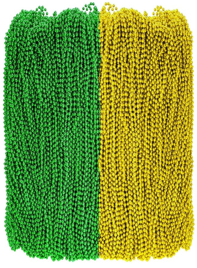 Groumh 100 PCS St. Patricks Day Necklaces, Green Gold Mardi Gras Christmas Bead Necklaces, 31.5" St. Patrick's Day Green Beads St. Patricks Day Accessories for Mardi Gras, St. Patricks Day Party Favors - Image 1