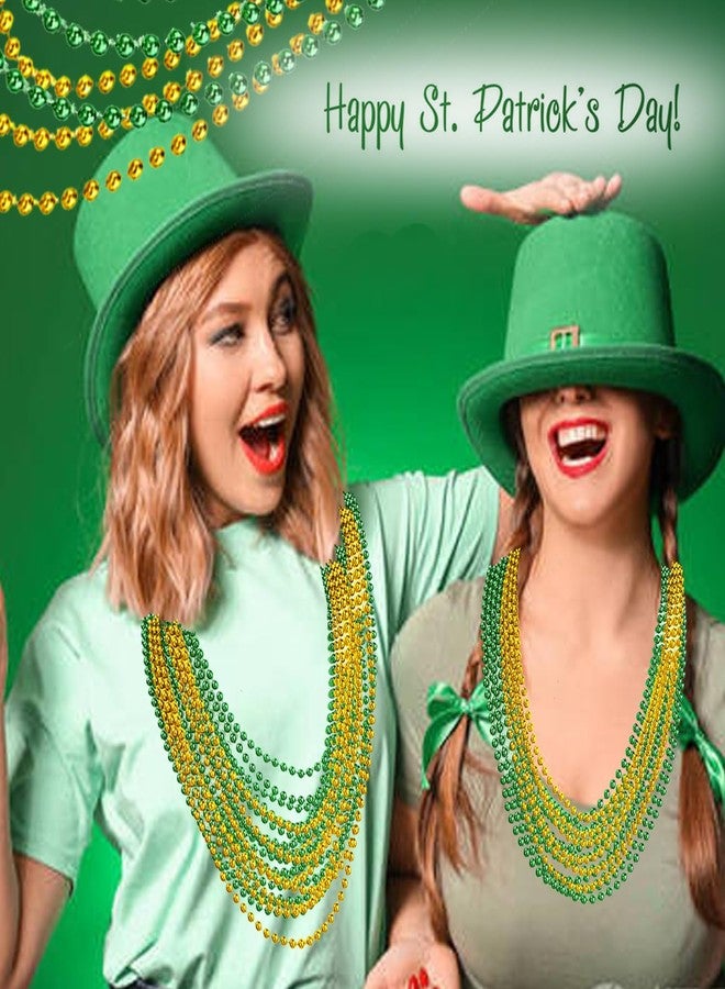 Groumh 100 PCS St. Patricks Day Necklaces, Green Gold Mardi Gras Christmas Bead Necklaces, 31.5" St. Patrick's Day Green Beads St. Patricks Day Accessories for Mardi Gras, St. Patricks Day Party Favors - Image 2