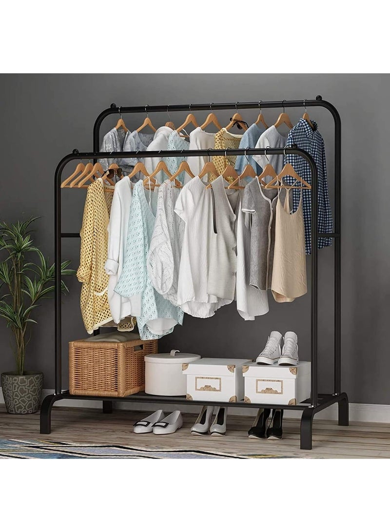 BLOOMING TIME Metal Garment Rack with Bottom Shelf – Multipurpose Clothes & Coat Organizer for Home Bedroom - Image 4