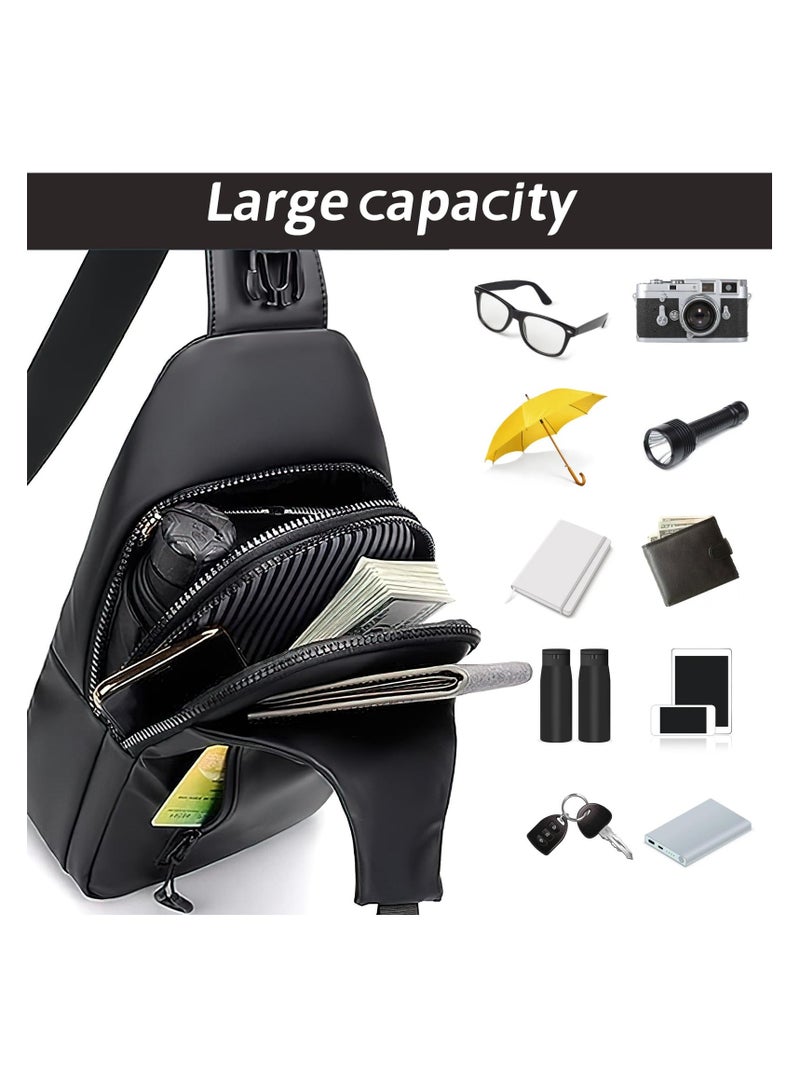 SOLARAE Sling Bags Chest Bag Backpack Shoulder Bag Crossbody Bags with USB Charging Port Mens Outdoor Waterproof Casual Bags Lightweight Sling Bag for Sports Outdoor Traveling - Image 3