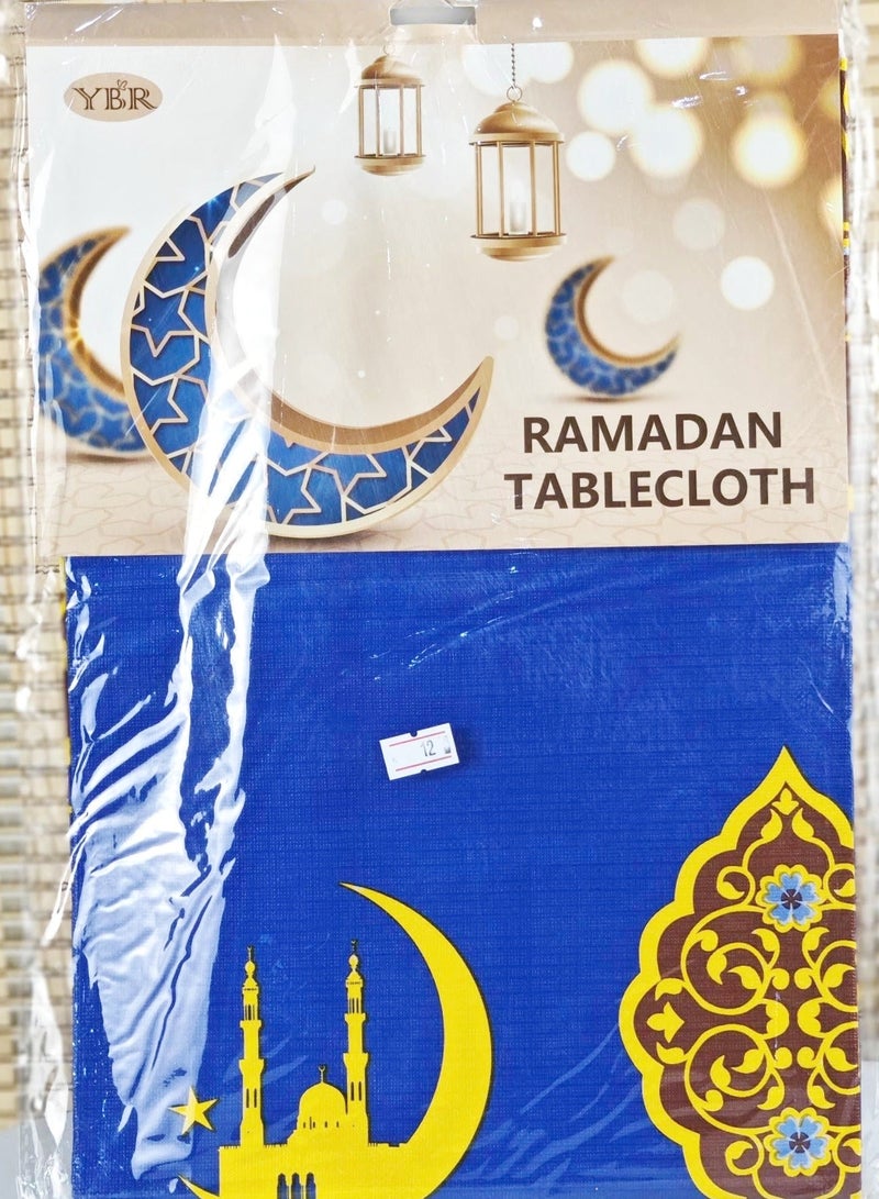Fabric Tablecloth, Size 137*100Cm Ramadan Designs, Blue, Red, Multi-Patterned - Image 2