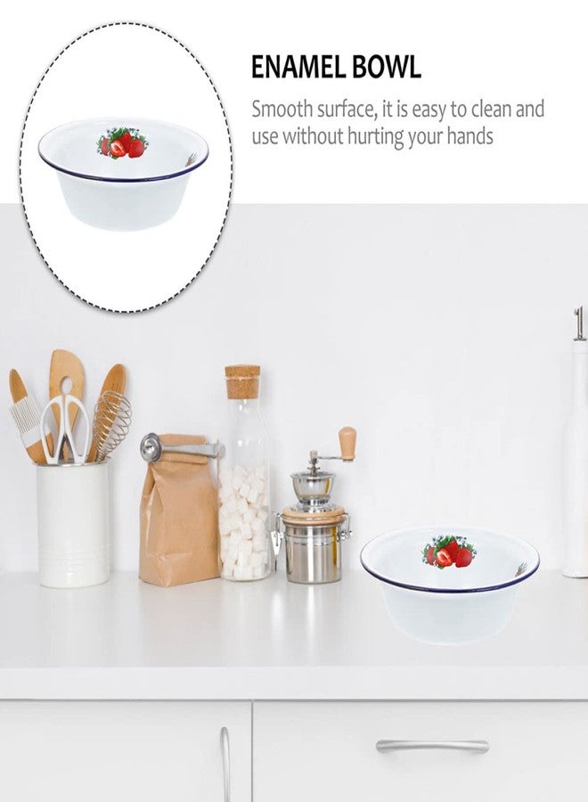 BESTonZON Enamel Deep Bowl 9.05 Inch Vintage Style Household Soup Server Noodle Bowl Salad Mixing Basin Kitchenware - Image 5