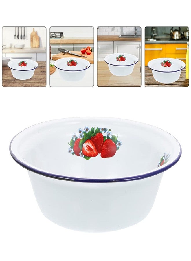 BESTonZON Enamel Deep Bowl 9.05 Inch Vintage Style Household Soup Server Noodle Bowl Salad Mixing Basin Kitchenware - Image 3