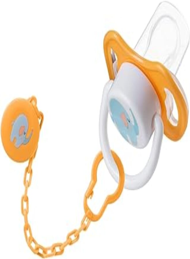 Granzia Bambino Regular Pacifier With Chain Orange Color
