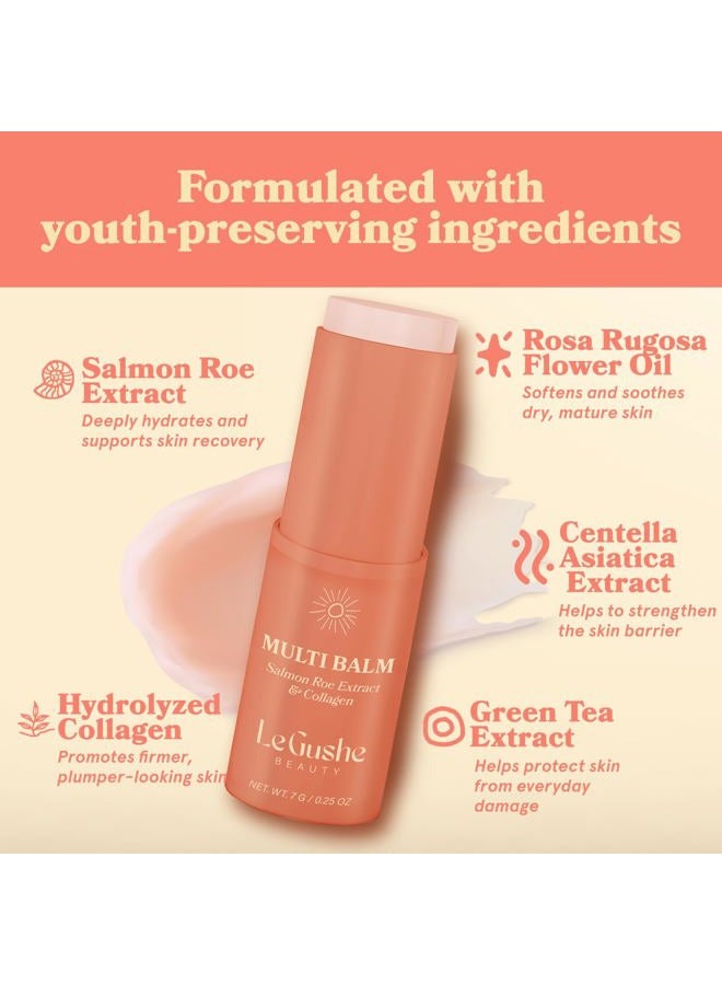 LE GUSHE All-in-One Face Balm Stick - Under Eye Brightener, Anti-Aging Under Eye Balm Stick with Salmon Roe Extract & Collagen - For Fine Lines & Wrinkles - Use on Face, Forehead, Neck - Image 5