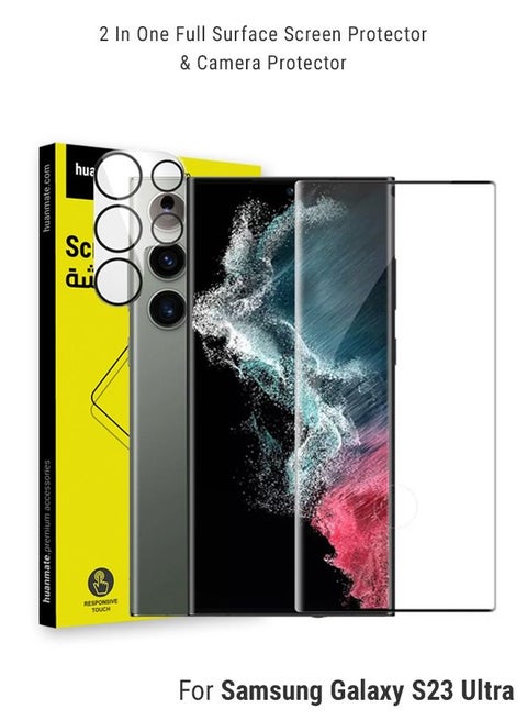 Full Screen Protector With Camera Protector For Samsung Galaxy S23 Ultra Black/Clear