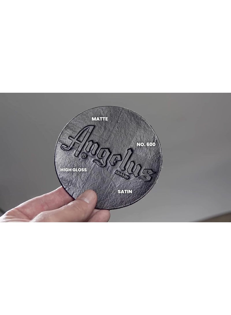 انجيلوس طلاء لامع نهائي للأعمال الجلدية – طلاء أكريليك شفاف بلمسة نهائية شبه لامعة إلى شديدة اللمعان – يحافظ على نعومة الجلد ويحميه من التشقق والتقشر – سهل الاستخدام بقطعة قماش أو إسفنجة أو فرشاة – عبوة 40 أونصة (600 مل) - Image 3
