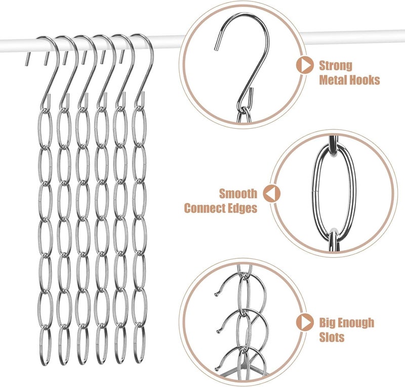 Goodern Space Saving Hangers,Metal Chain Clothes Hanger Organizer with 8 Slots for Heavy Clothes,Premium Hanger Hooks,Closet Storage,Collapsible Vertical Hangers,College Dorm Room Essentials(6 Pack) - Image 5