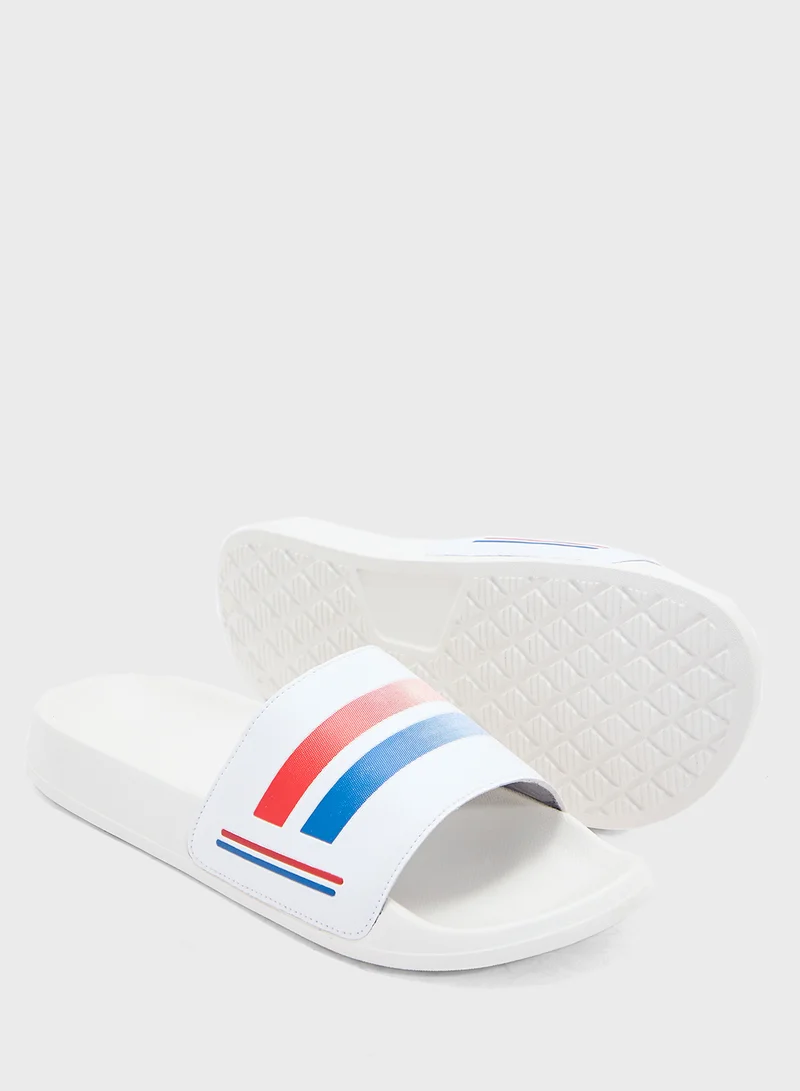 Seventy Five Stripes Detail Casual Slides