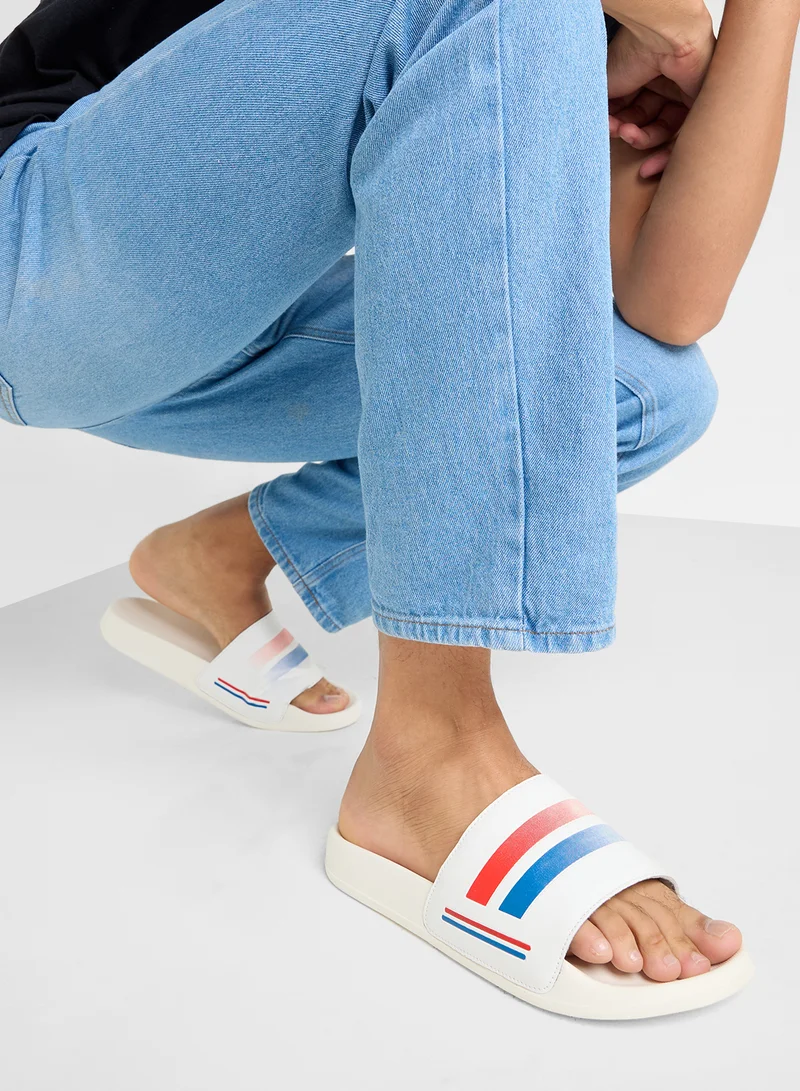 Seventy Five Stripes Detail Casual Slides