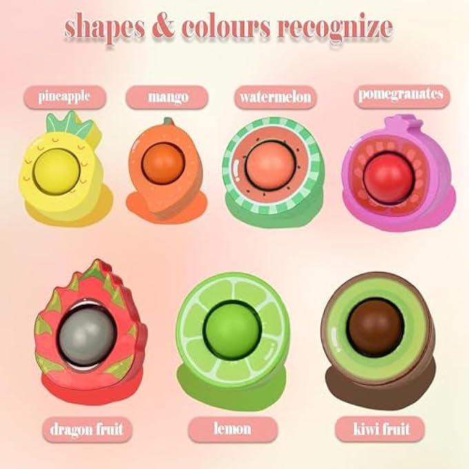 ألعاب مونتيسوري الخشبية، هدايا ألعاب للأولاد والبنات من 2 إلى 4 سنوات، لعبة كرات فرز الألوان في الكوب، لعبة الفواكه الخشبية للأطفال - Image 4