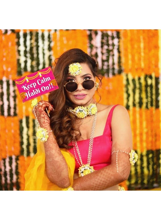Festiko® Haldi Ceremony Photo Booth Party Props Set of 25 Pcs for Wedding Photo Booth/Haldi Photo Booth, Haldi Props for Bride and Family. - Image 5