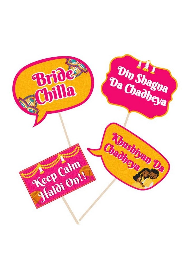 Festiko® Haldi Ceremony Photo Booth Party Props Set of 25 Pcs for Wedding Photo Booth/Haldi Photo Booth, Haldi Props for Bride and Family. - Image 3