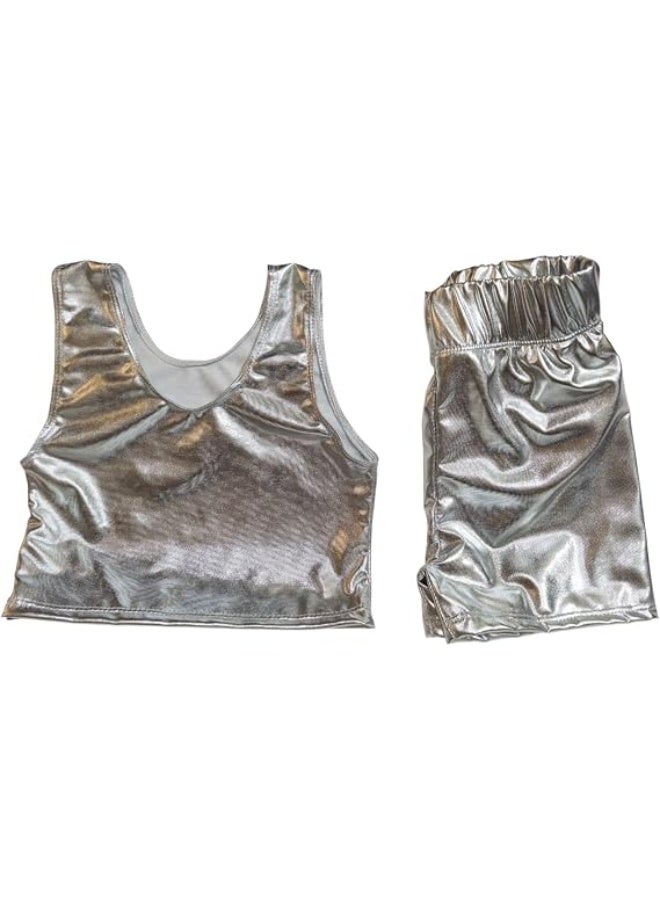 Two-piece outfit made of leather and Lycra, suitable for gymnastics and ballet