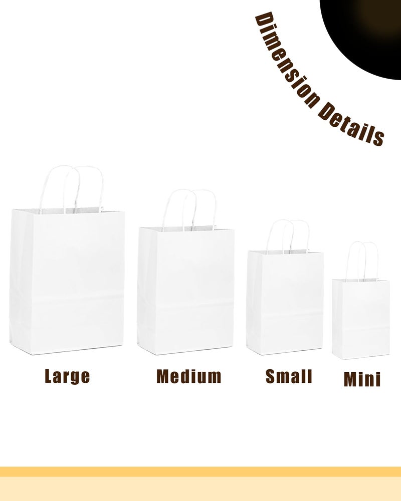 qiqee 50-Packs White Paper Gift Bags with Handles Bulk 4.5"x2.5"x6" Mini Size Party Favor Bags Multiple Uses - Image 4