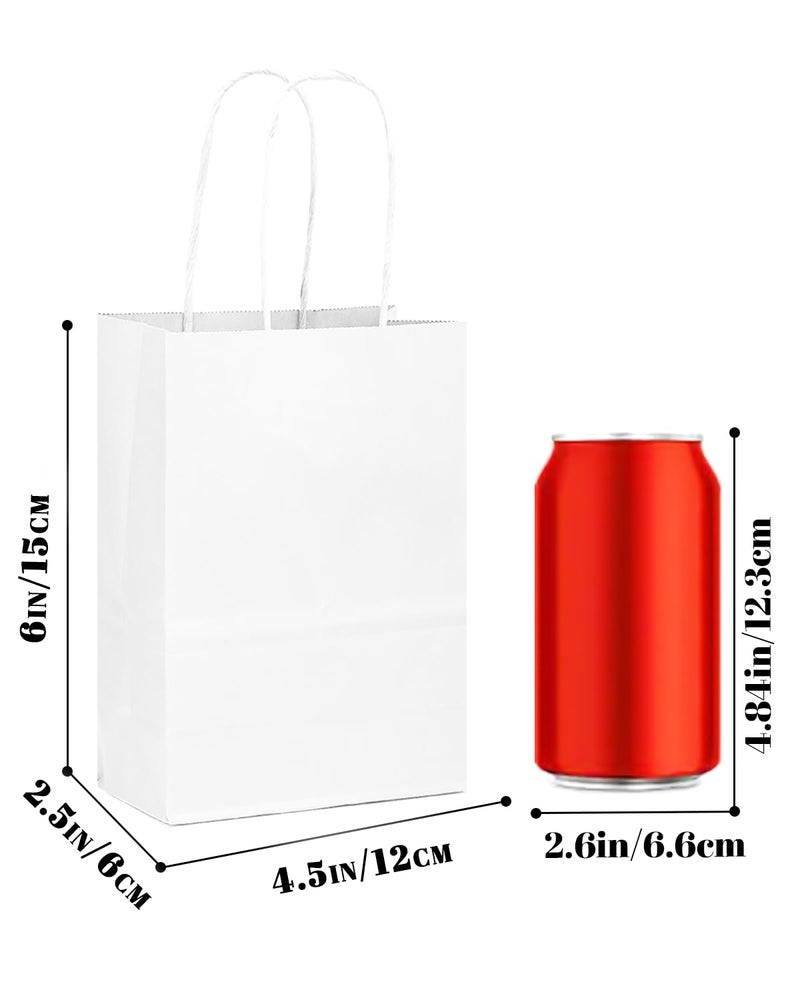 qiqee 50-Packs White Paper Gift Bags with Handles Bulk 4.5"x2.5"x6" Mini Size Party Favor Bags Multiple Uses - Image 3