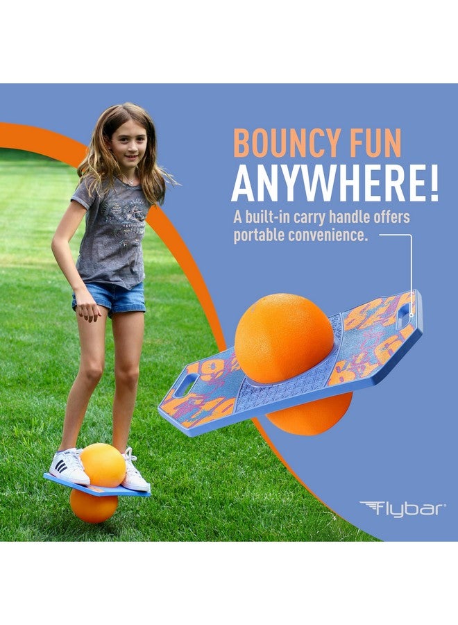 Flybar Flybar Pogo Trick Ball for Kids, Trick Bounce Board for Boys and Girls Ages 6+, Up to 160 lbs, Includes Pump, Easy to Carry Handle, Durable Plastic Deck Indoor, Outdoor Toy Pogo Jumper (Blue Dawn 2) - Image 5