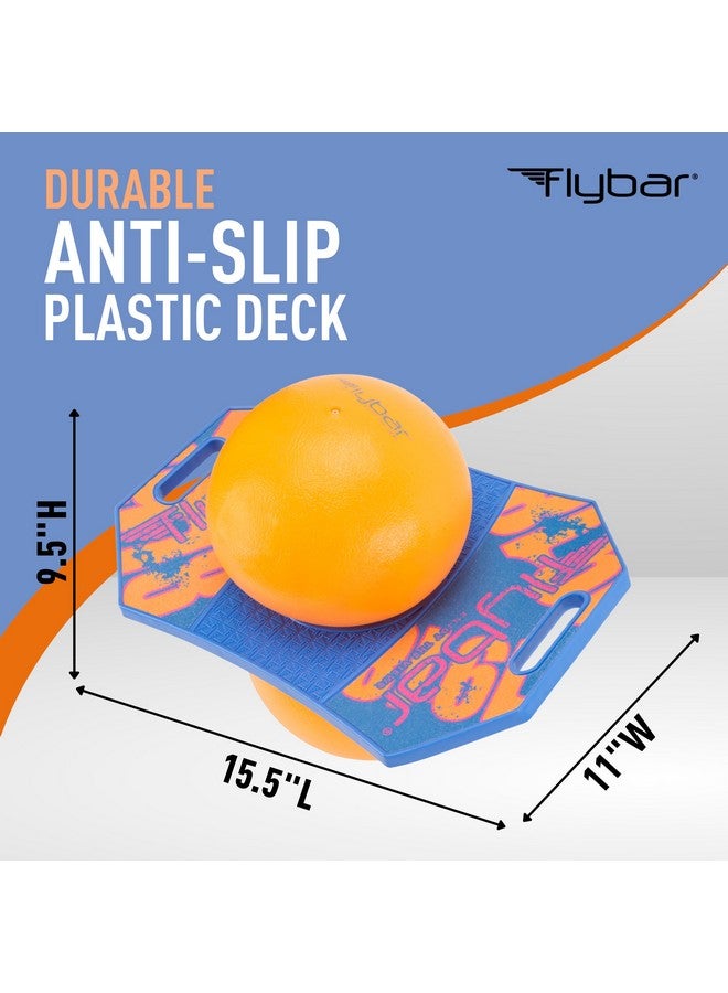 Flybar Flybar Pogo Trick Ball for Kids, Trick Bounce Board for Boys and Girls Ages 6+, Up to 160 lbs, Includes Pump, Easy to Carry Handle, Durable Plastic Deck Indoor, Outdoor Toy Pogo Jumper (Blue Dawn 2) - Image 4