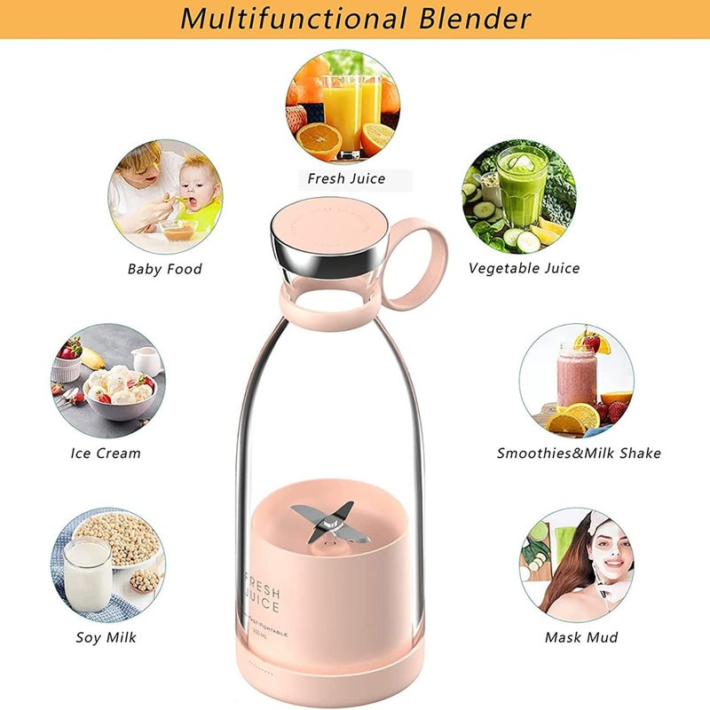 ROCAT Portable Mini Fast Blender, 350ml Fruit Mixer, Portable Blender Cup, Kitchen Juicer Cup, Mini Blender, Handheld Travel Blender, with USB Rechargeable, for Shakes, Smoothies, Juice (White) - Image 3