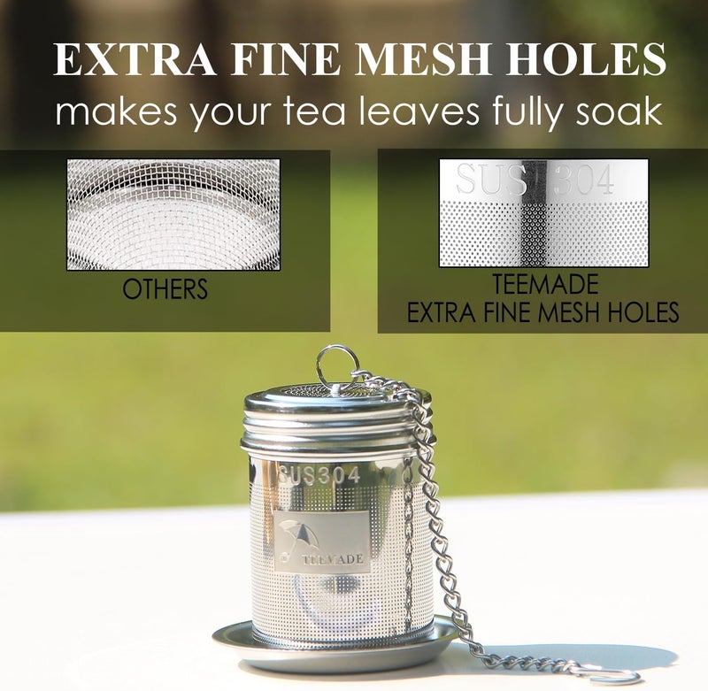 TEEMADE Tea Filter,Cooking Infuser with Extra Fine Mesh Tea Ball Strainers Threaded Connection 304 Stainless Steel with Extended Chain Hook to Brew Loose Leaf Tea,Spices & Seasonings(1 Pack) - Image 3
