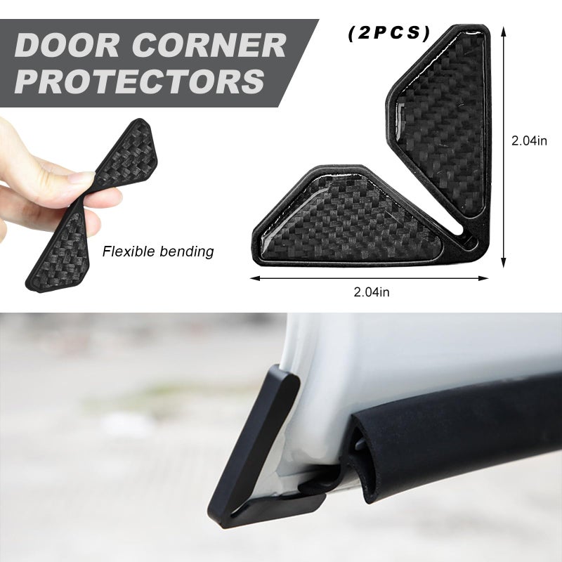 DXNQ 2 PCS Car Door Corner Protector Edge Guards, Real Carbon Fiber Anti-Collision Car Door Edge Protector, Self-Adhesive Decorative Auto Corner Protect, Vehicle Exterior Accessories (Black) - Image 2