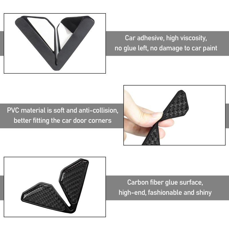 DXNQ 2 PCS Car Door Corner Protector Edge Guards, Real Carbon Fiber Anti-Collision Car Door Edge Protector, Self-Adhesive Decorative Auto Corner Protect, Vehicle Exterior Accessories (Black) - Image 5