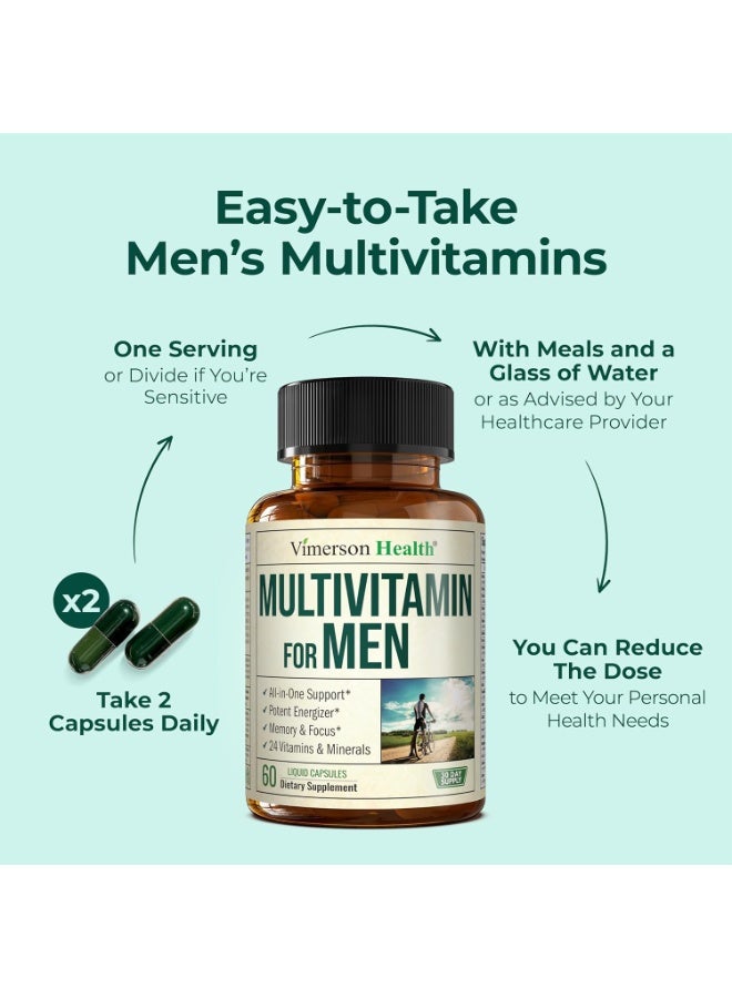 فايمرسون هيلث فيتامينات متعددة للرجال - 60 كبسولة سائلة من اسنشيال للرجال مع فيتامين B12 وA وD وC والزنك والمغنيسيوم واكثر من ذلك لصحة الجسم بالكامل - 29 عنصر غذائي رئيسي وفيتامينات للرجال - Image 3