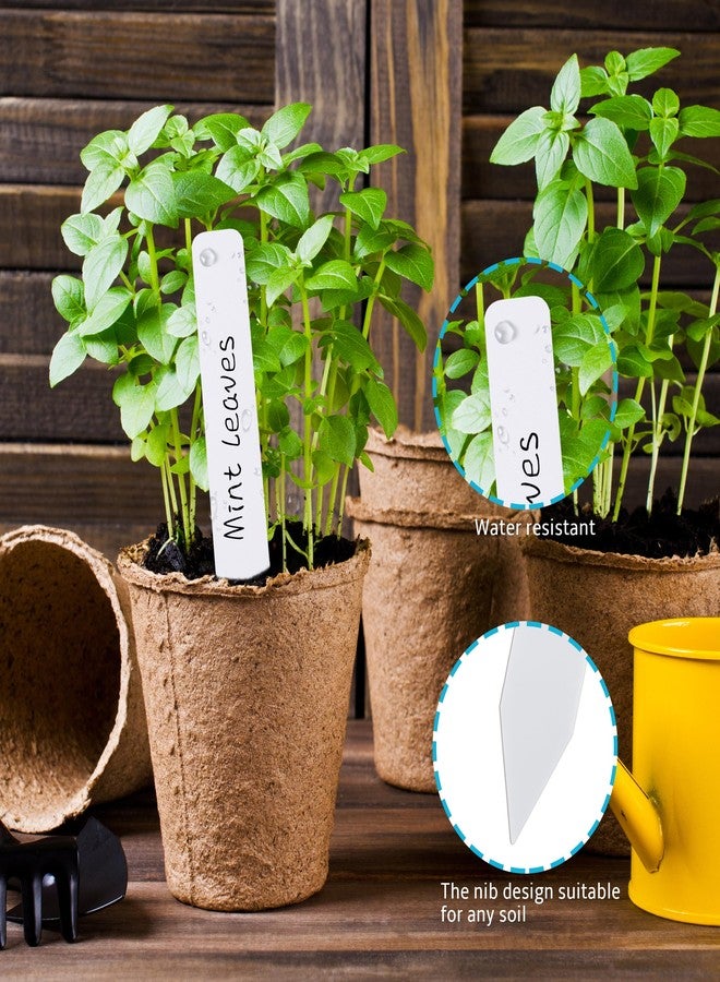 TDHDIKE Plant Labels 4 Inch Plastic Plant Name Tags for Seedlings Garden Labels Markers Nursery Plant Tags Seed Labels Stakes with Permanet Marking Pen Plant Markers for Outdoor Garden (White200) - Image 3