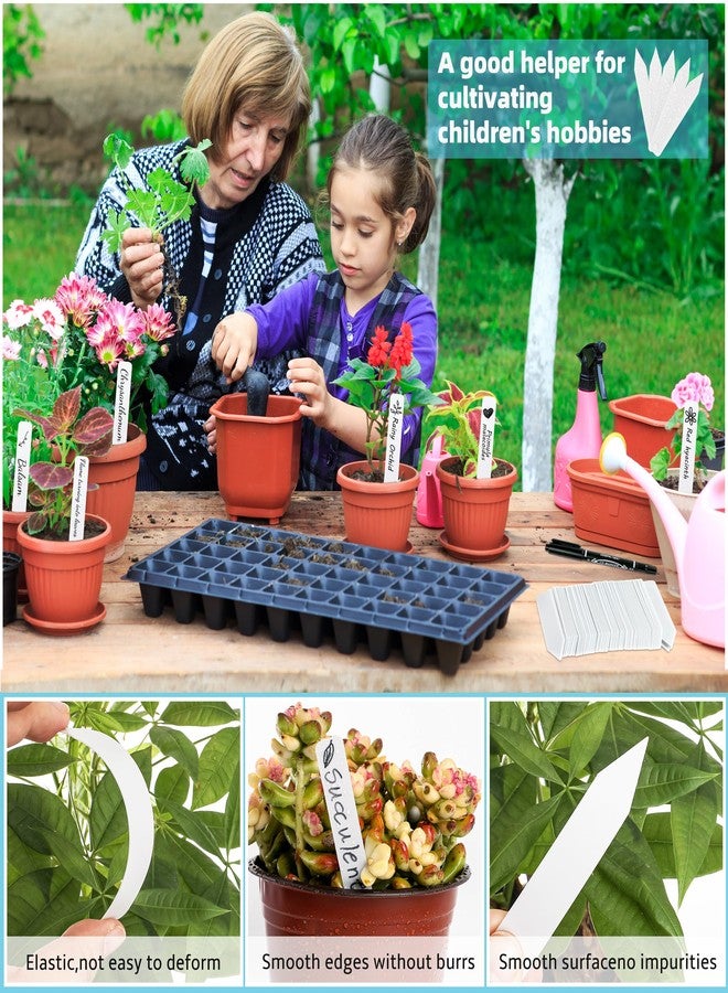 TDHDIKE Plant Labels 4 Inch Plastic Plant Name Tags for Seedlings Garden Labels Markers Nursery Plant Tags Seed Labels Stakes with Permanet Marking Pen Plant Markers for Outdoor Garden (White200) - Image 5