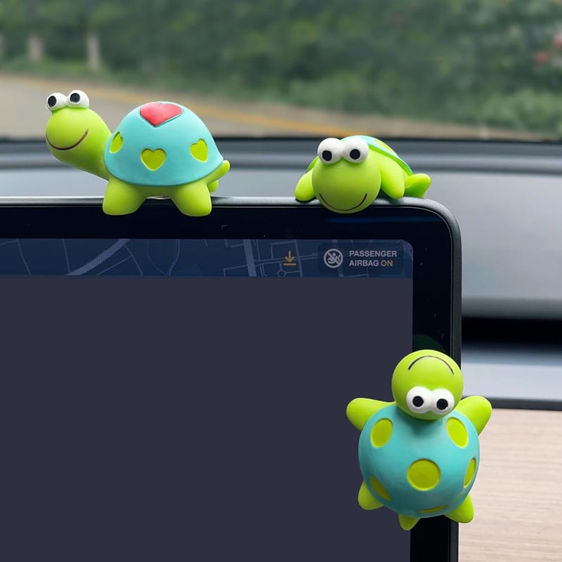 JARPSIRY 4 Pcs Mini Resin Tortoise Figurines Cute Car Accessories, Funny Turtles Rear View Mirror & Dashboard Decorations, Car Interior Ornaments, Fairy Garden Landscape Decor Gift - Image 2