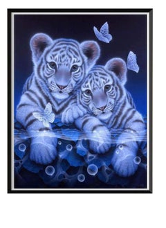 Excefore DIY 5D Diamond Painting by Number Kit Cute Tiger Rhinestone Embroidery Cross Stitch Ornaments Arts Craft Canvas Wall Decor Full Drilled Round Beads Diamond Painting Cross Stitch 23X30 cm  - Image 1