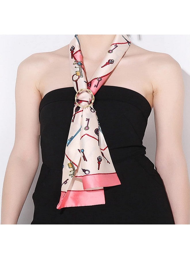 ATCYMI 5Pcs Silk Scarf Ring Clip T-Shirt Tie Clips For Women Fashion Metal Round Circle Clip Buckle Clothing Ring Wrap Holder With 1 Storage Bag - Image 3