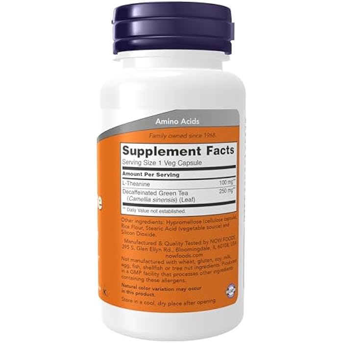 now Supplements, L-Theanine 100 mg with Decaf Green Tea, Stress Management*, 90 Veg Capsules - Image 2