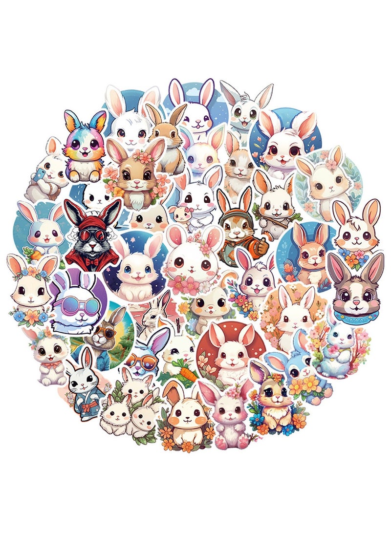50-Piece Cute Rabbit Stickers Waterproof Bunny Vinyl Stickers for Laptop - Image 2