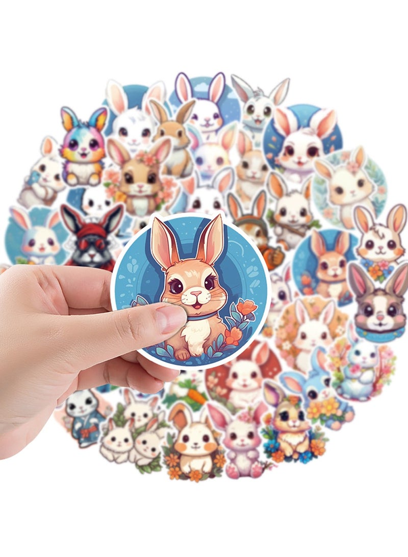 50-Piece Cute Rabbit Stickers Waterproof Bunny Vinyl Stickers for Laptop - Image 5