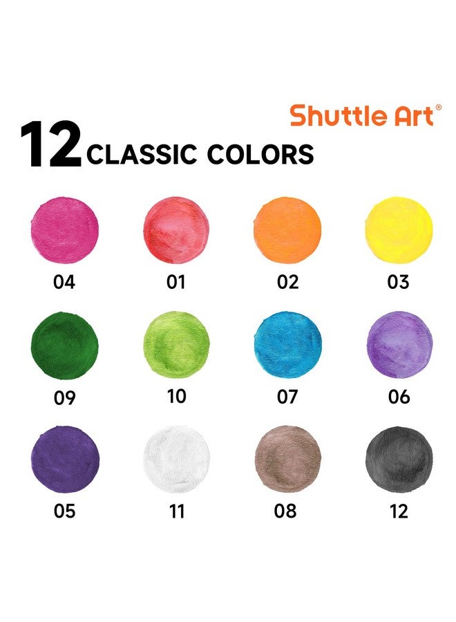 شاتل أرت مجموعة ألوان مائية من شاتل آرت، 12 لونًا، عبوة من 30 لونًا، مع فرش رسم للأطفال والكبار، ألوان قابلة للغسل للفصول الدراسية والحفلات ورياض الأطفال والأنشطة الفنية - Image 2